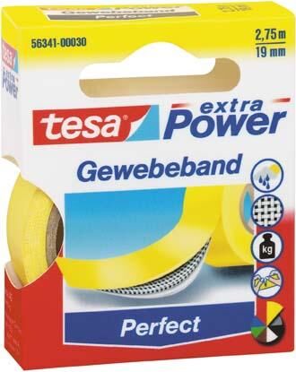 Tesa extra Power gelb 2,75m:19mm Gewebeband Produktbild Tesa extra Power gelb 2,75m:19mm Gewebeband