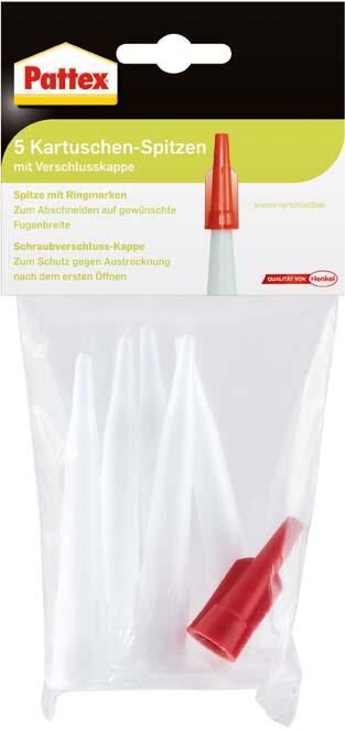 PATTEX Kartuschenspitzen Beutel (5 Stück + Kappe) Produktbild PATTEX Kartuschenspitzen Beutel (5 Stück + Kappe)