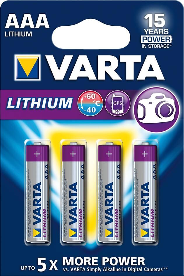 VARTA Batterie PROFESSIONAL AAAMicro, 4-er Bli. Lithi. VARTA Batterie PROFESSIONAL AAAMicro, 4-er Bli. Lithi.