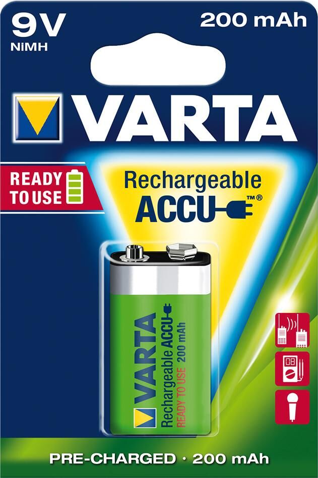 Varta Batterie RECHARGEABLE 9V E-Block,Accu 200mAh Produktbild Varta Batterie RECHARGEABLE 9V E-Block,Accu 200mAh