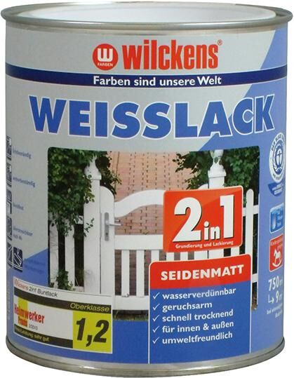 Wilckens Weißlack 2in1 750 ml, seidenmatt Produktbild Wilckens Weißlack 2in1 750 ml, seidenmatt