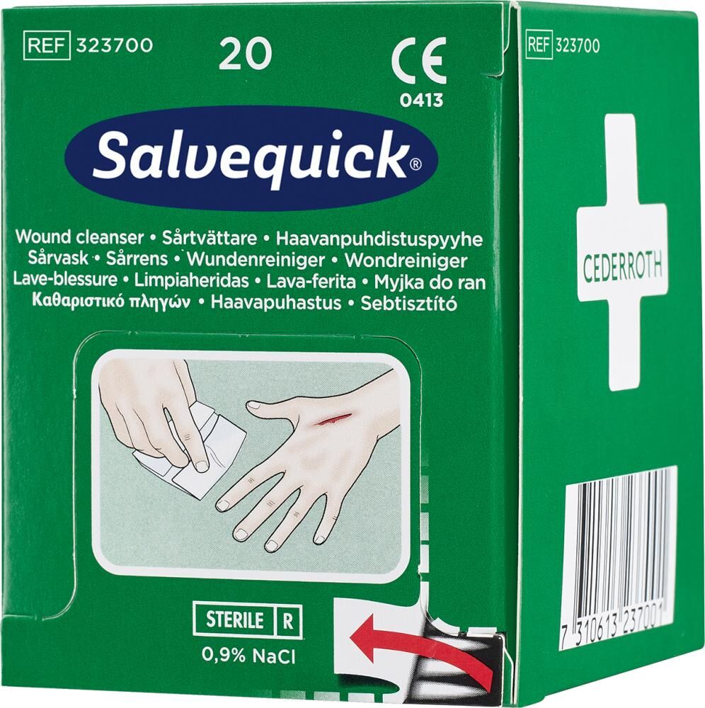 Cederroth  Salvequick Wundreiniger Box mit 20 Stück Produktbild Cederroth  Salvequick Wundreiniger Box mit 20 Stück