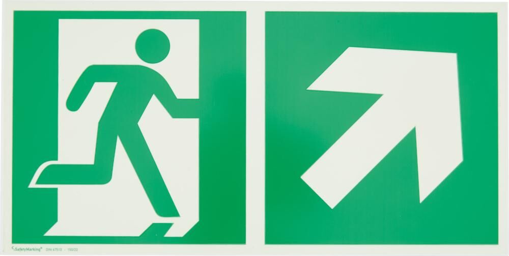 Rettungsschild leuchtend Notausgang rechts 30 x 15 cm Alu Produktbild Rettungsschild leuchtend Notausgang rechts 30 x 15 cm Alu