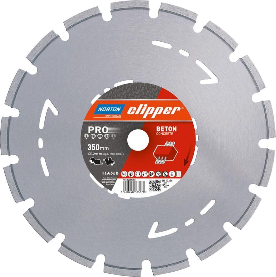 Norton Clipper Diamant Trennscheibe Pro Beton 350 x 25,4 mm Produktbild Norton Clipper Diamant Trennscheibe Pro Beton 350 x 25,4 mm