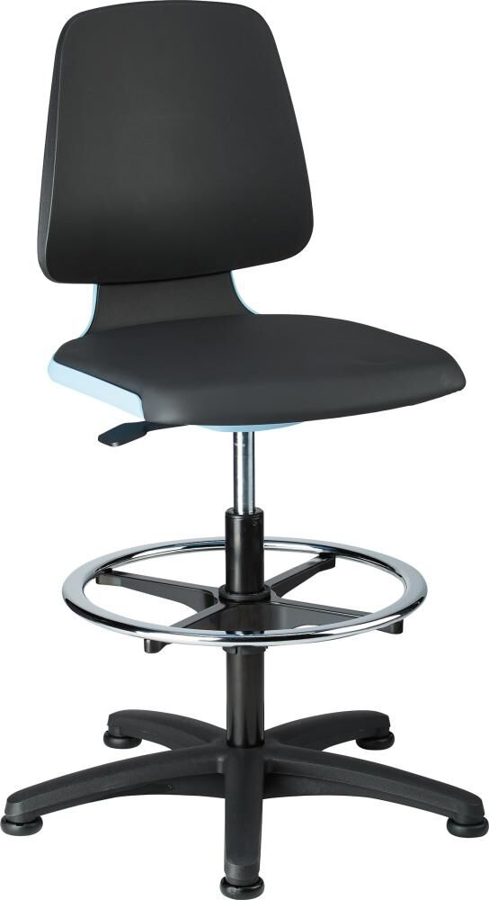 Bimos Stuhl Labsit 3 blau Kunststoff -Leder mit Fußring Produktbild Bimos Stuhl Labsit 3 blau Kunststoff -Leder mit Fußring