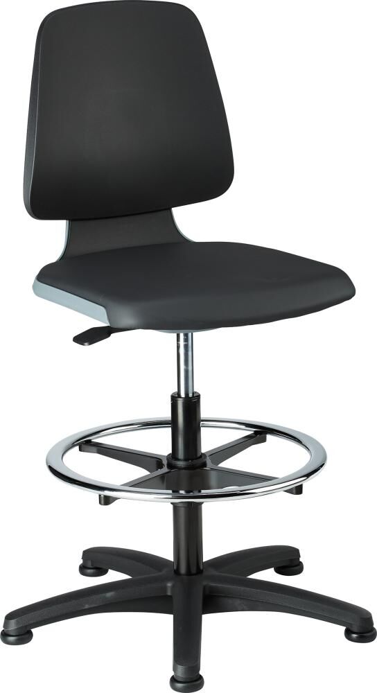 Bimos Stuhl Labsit 3 anthrazit Kunststoff-Leder mit Fußring Produktbild Bimos Stuhl Labsit 3 anthrazit Kunststoff-Leder mit Fußring