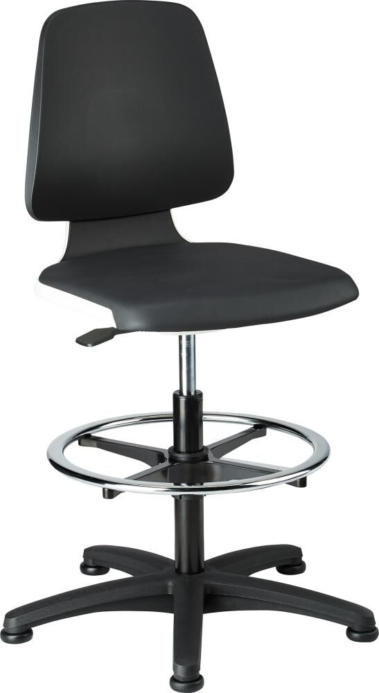 Bimos Stuhl Labsit 3 weiß Kunststoff-Leder mit Fußring Produktbild Bimos Stuhl Labsit 3 weiß Kunststoff-Leder mit Fußring