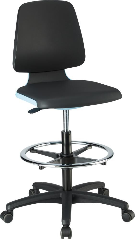 Bimos Stuhl Labsit 4 blau Kunstoff Leder mit Rollen Produktbild Bimos Stuhl Labsit 4 blau Kunstoff Leder mit Rollen