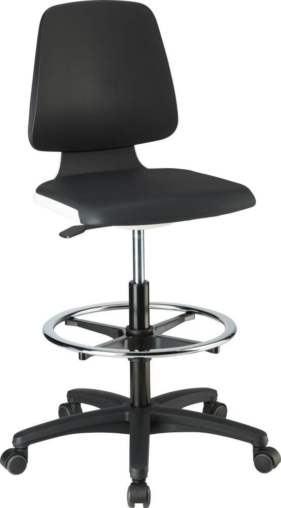 Bimos Stuhl Labsit 4 weiß Kunststoff-Leder mit Rollen Produktbild Bimos Stuhl Labsit 4 weiß Kunststoff-Leder mit Rollen