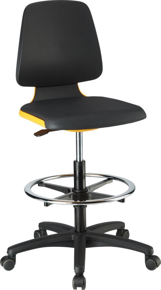 Bimos Stuhl Labsit 4 orange Kunststoff-Leder mit Rollen Produktbild Bimos Stuhl Labsit 4 orange Kunststoff-Leder mit Rollen
