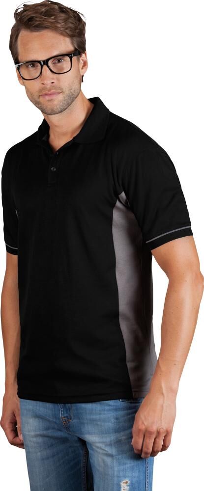 Promodoro Funktions Polo Shirt Kontrast schwarz grau in Größe XXL Produktbild Promodoro Funktions Polo Shirt Kontrast schwarz grau in Größe XXL