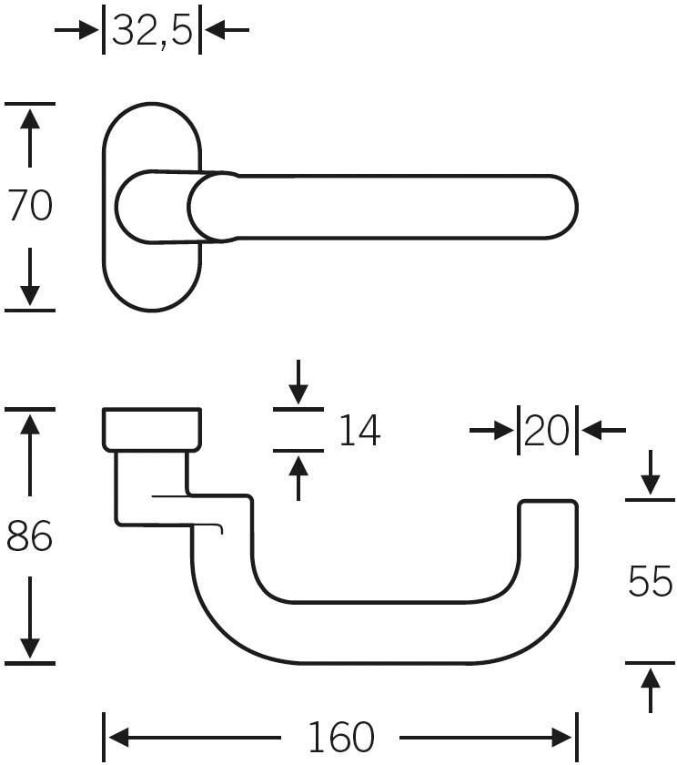 FSB PT-Standflügeldrücker, 06 1070,m. Ros.,oval,F69 Produktbild FSB PT-Standflügeldrücker, 06 1070,m. Ros.,oval,F69 bild 2