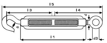 Pösamo Spannschloss Hak/Öse (SB) A4 M10x150mm a 1 Stk Pösamo Spannschloss Hak/Öse (SB) A4 M10x150mm a 1 Stk