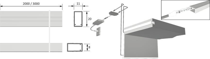 Magic LED ChannelLine K opal L 3000, Kantenprofil Magic LED ChannelLine K opal L 3000, Kantenprofil