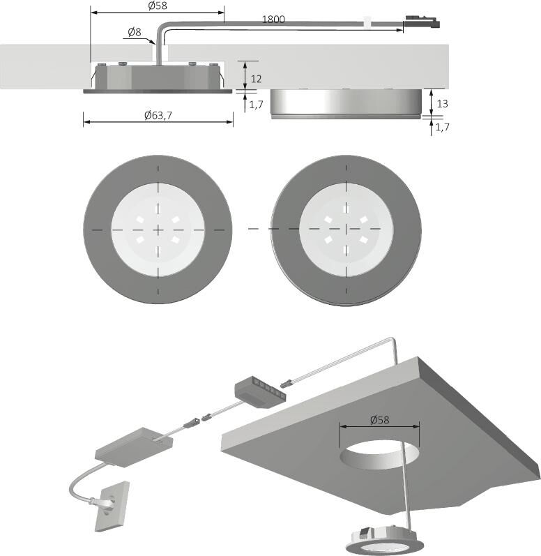 Magic LED Eco Spot ALU Op. nw 10er Set,12V, 1.5W, 1.8m Produktbild Magic LED Eco Spot ALU Op. nw 10er Set,12V, 1.5W, 1.8m bild 2