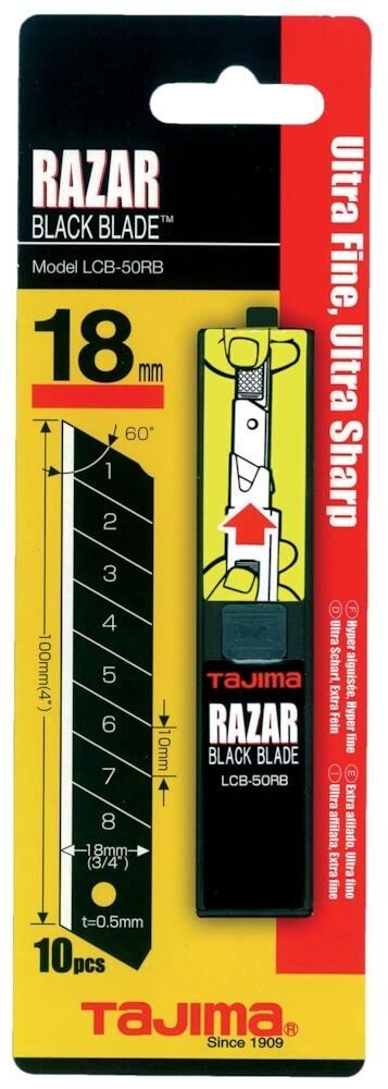 Tajima RAZAR BLACK Klingen 18mm LCB50RBC VE 10St. Produktbild Tajima RAZAR BLACK Klingen 18mm LCB50RBC VE 10St.
