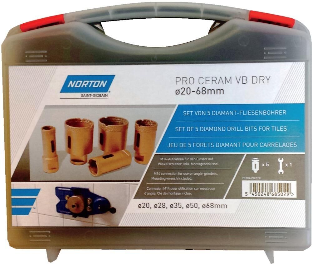 Norton Clipper Fliesenbohrkoffer Set Pro Ceram Produktbild Norton Clipper Fliesenbohrkoffer Set Pro Ceram