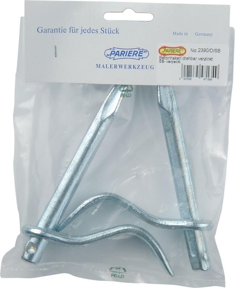 Pariere Betonhaken verzinkt drehbar 150mm 2Stück/Btl. Produktbild Pariere Betonhaken verzinkt drehbar 150mm 2Stück/Btl.