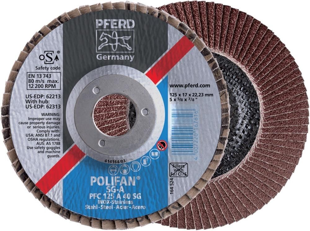 Pferd Fächerschleifscheibe A120SG 125mm K120 Produktbild Pferd Fächerschleifscheibe A120SG 125mm K120