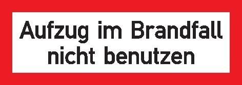 Schild Folie 105x297 mm Aufzug im Brandfall Schild Folie 105x297 mm Aufzug im Brandfall