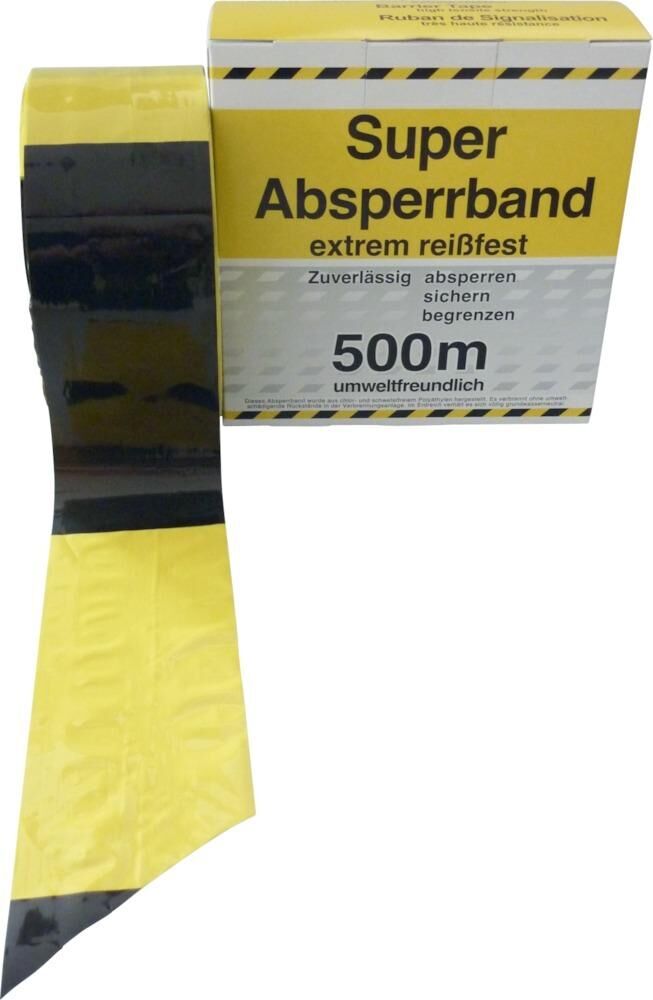 Absperrband schwarz gelb 500 m Rolle Produktbild Absperrband schwarz gelb 500 m Rolle