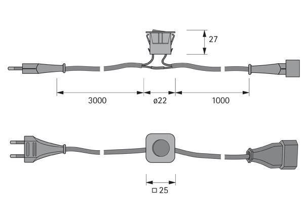 Magic HV Einbauwippschalter 1x EFS 3m,Eurobuchse 1m Produktbild Magic HV Einbauwippschalter 1x EFS 3m,Eurobuchse 1m bild 2