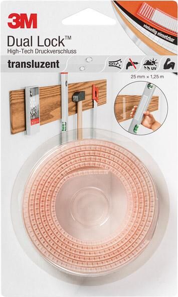 3M Druckverschluss Dual Lock transparent 25 mm Rolle mit 1,25 Meter 3M Druckverschluss Dual Lock transparent 25 mm Rolle mit 1,25 Meter