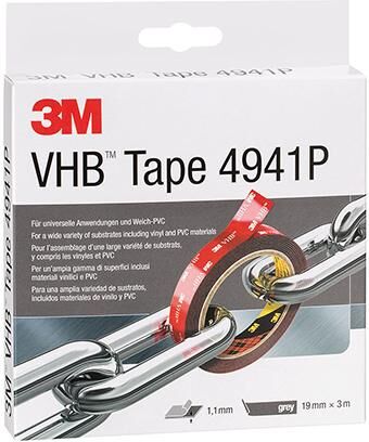 3M Klebeband doppelseitig 4941P grau 19 mm Rolle mit 3 Meter Produktbild 3M Klebeband doppelseitig 4941P grau 19 mm Rolle mit 3 Meter