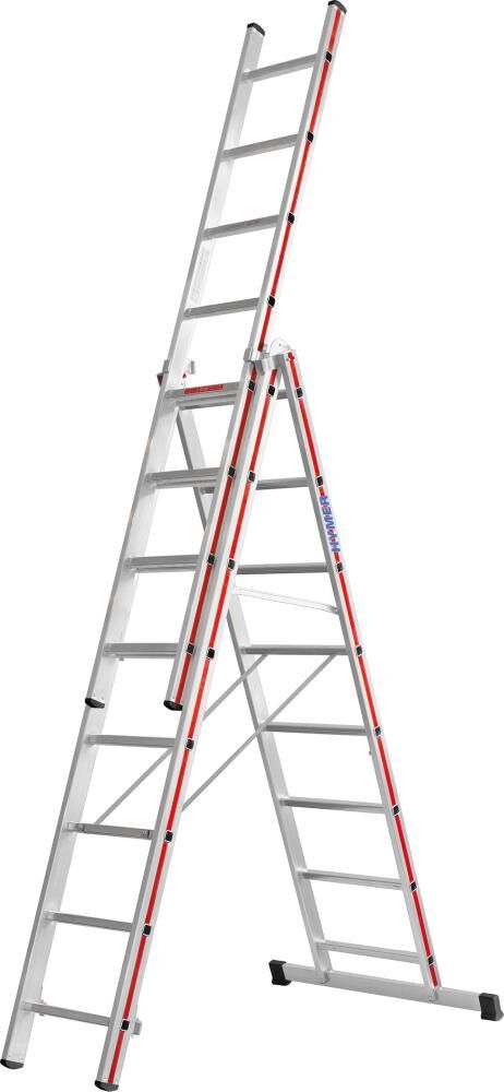 Hymer Mehrzweckleiter dreiteilig 3 x 9 Sprossen Produktbild Hymer Mehrzweckleiter dreiteilig 3 x 9 Sprossen