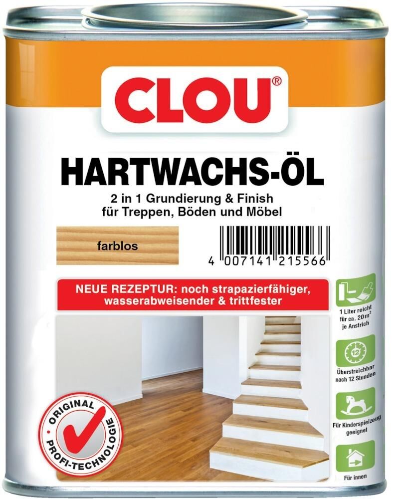Clou Hartwachsöl farblos Dose mit 2500 ml Produktbild Clou Hartwachsöl farblos Dose mit 2500 ml
