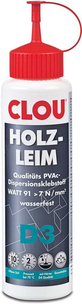 Clou Holzleim D3 Wärmebeständig Flasche mit 750 Gramm Produktbild Clou Holzleim D3 Wärmebeständig Flasche mit 750 Gramm