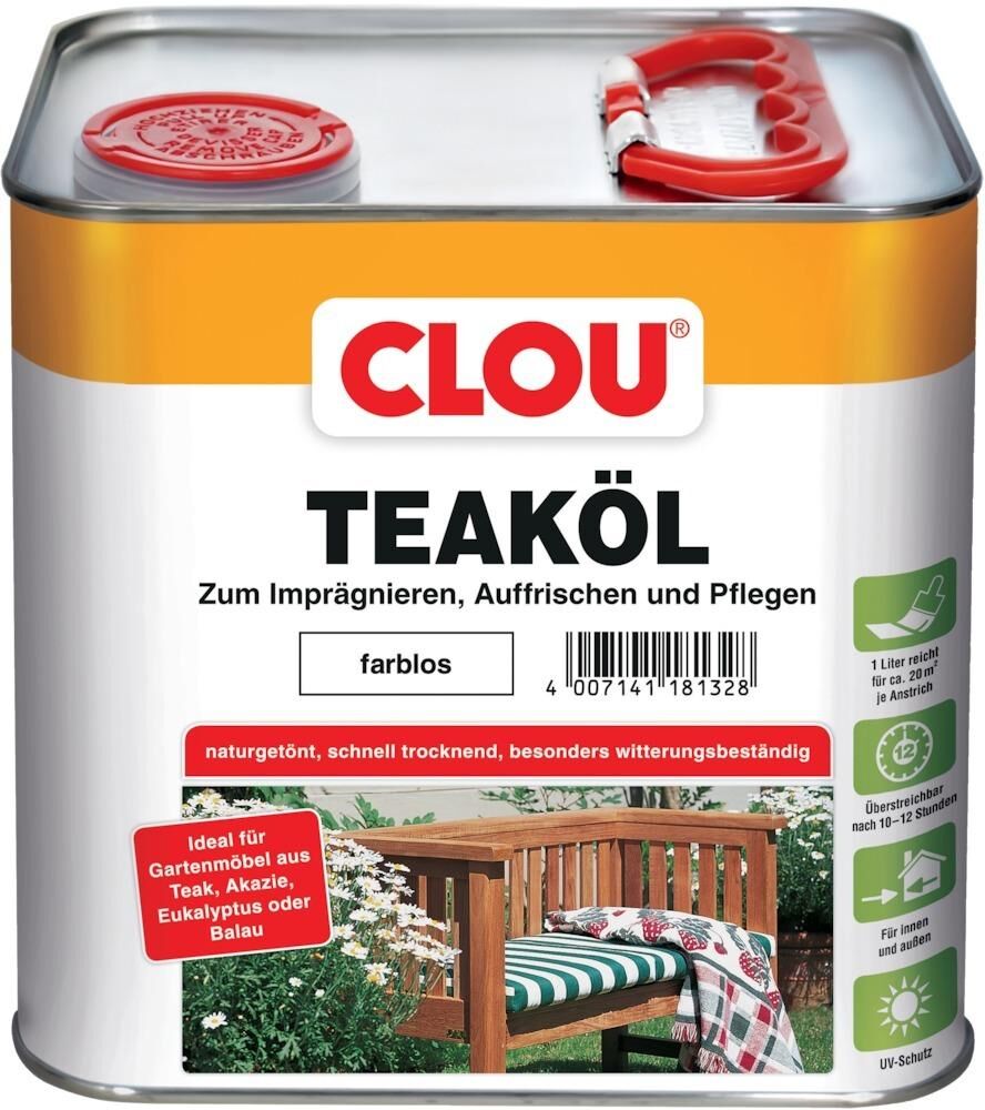 Produktbild Clou Teaköl farblos Kanister mit 2,5 Liter