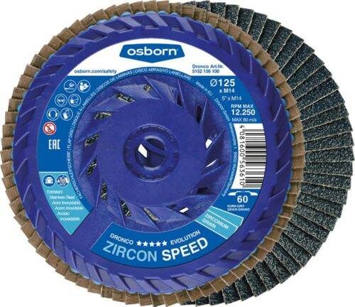 Osborn Fächerschleifscheibe ZIRCON SPEED 125 mm K80 M14 Produktbild Osborn Fächerschleifscheibe ZIRCON SPEED 125 mm K80 M14