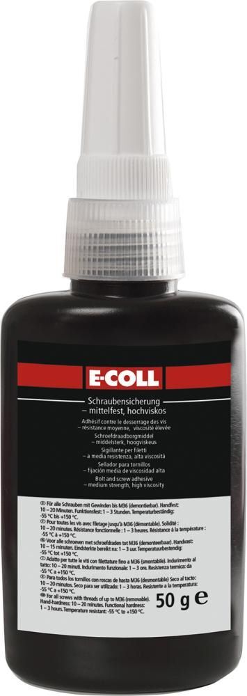 E-Coll Schraubensicherung mittelfest hochviskos Flasche mit 50 ml Produktbild E-Coll Schraubensicherung mittelfest hochviskos Flasche mit 50 ml