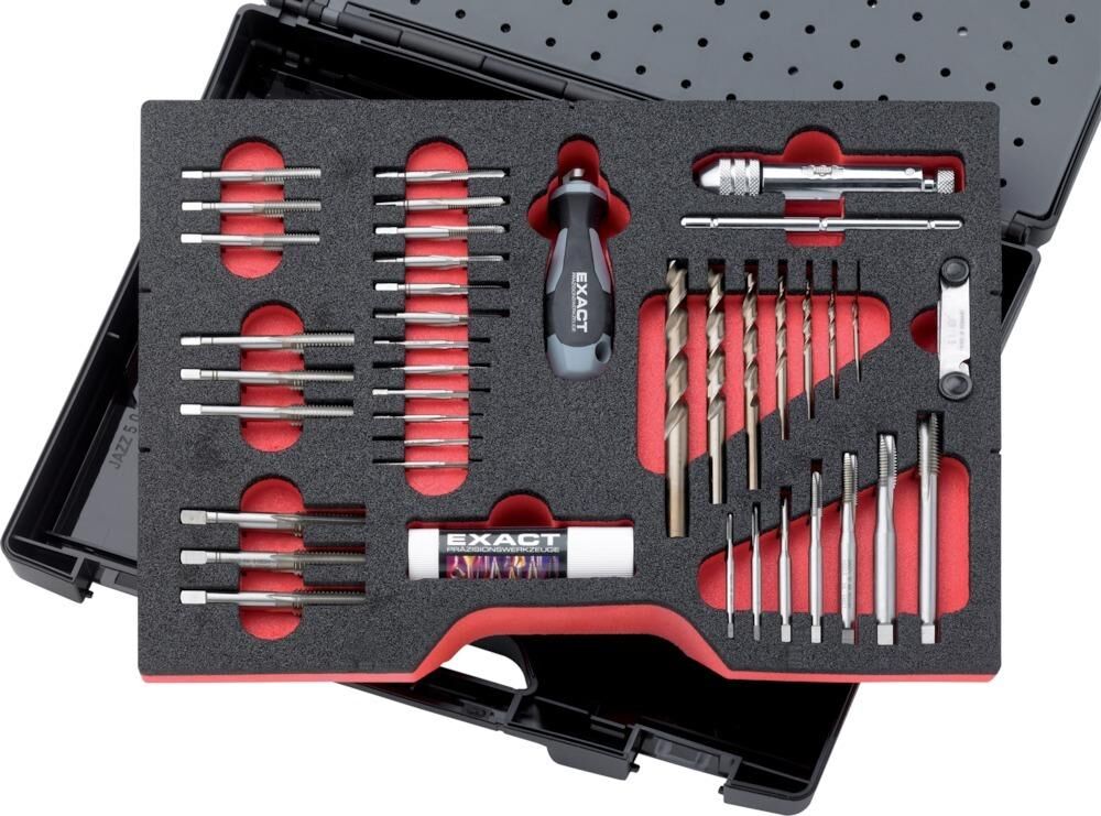 Exact Gewindeschneidwerkzeug Set HSSE 61-teilig M3-M12 Produktbild Exact Gewindeschneidwerkzeug Set HSSE 61-teilig M3-M12