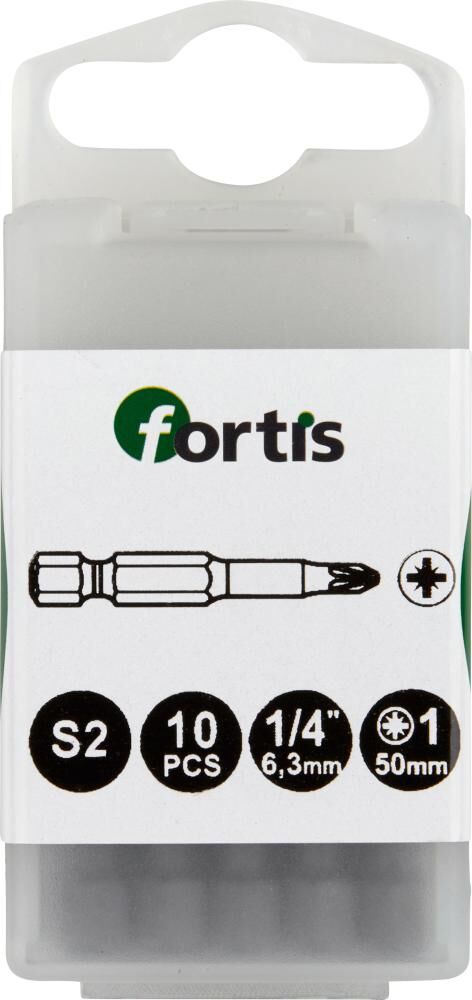 Fortis Bit 1/4 Zoll DIN3126 E6,3 Kreuzschlitz PZ3 x 50 mm Box mit 10 Stück Produktbild Fortis Bit 1/4 Zoll DIN3126 E6,3 Kreuzschlitz PZ3 x 50 mm Box mit 10 Stück