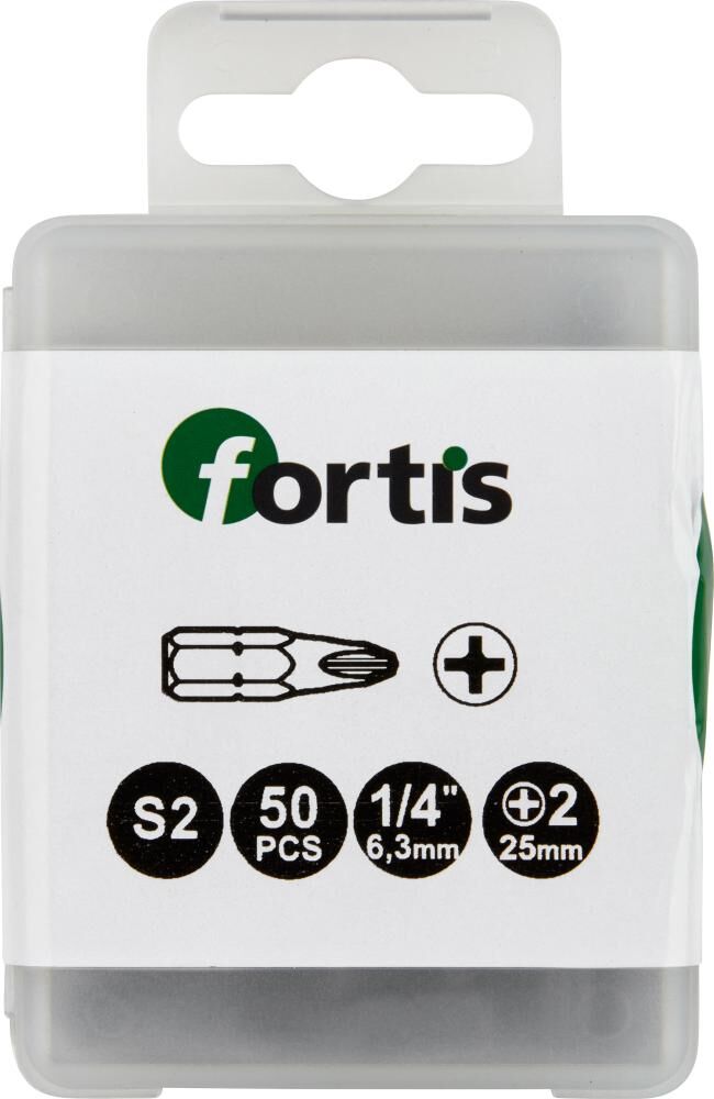 Fortis Bit 1/4 Zoll DIN3126 C6,3 Kreuzschlitz PH25 x 25 mm Box mit 50 Stück Produktbild Fortis Bit 1/4 Zoll DIN3126 C6,3 Kreuzschlitz PH25 x 25 mm Box mit 50 Stück