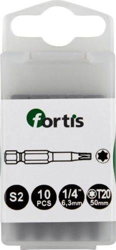 Fortis Bit 1/4 Zoll DIN3126E6,3 Torx T20 x 50 mm Box mit 10 Stück Produktbild Fortis Bit 1/4 Zoll DIN3126E6,3 Torx T20 x 50 mm Box mit 10 Stück