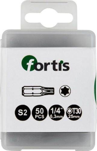 Fortis Bit 1/4 Zoll DIN3126C6,3 Torx T30 x 25 mm Box mit 50 Stück Produktbild Fortis Bit 1/4 Zoll DIN3126C6,3 Torx T30 x 25 mm Box mit 50 Stück