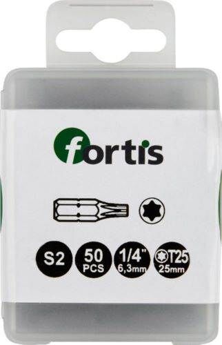 Fortis Bit 1/4 Zoll DIN3126C6,3 Torx T25 x 25 mm Box mit 50 Stück Produktbild Fortis Bit 1/4 Zoll DIN3126C6,3 Torx T25 x 25 mm Box mit 50 Stück