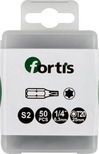 Fortis Bit 1/4 Zoll DIN3126C6,3 Torx T20 x 25 mm Box mit 50 Stück Produktbild Fortis Bit 1/4 Zoll DIN3126C6,3 Torx T20 x 25 mm Box mit 50 Stück