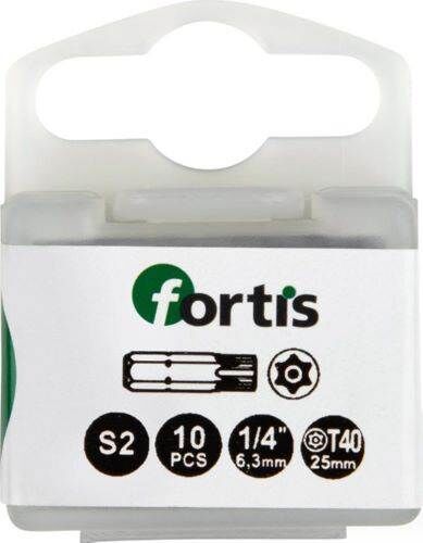 Fortis Bit 1/4 Zoll DIN3126C6,3 Torx mit Bohrung T-BO40 x 25 mm Box mit 10 Stück Produktbild Fortis Bit 1/4 Zoll DIN3126C6,3 Torx mit Bohrung T-BO40 x 25 mm Box mit 10 Stück