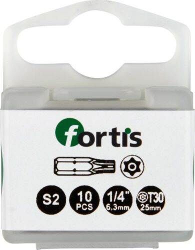 Fortis Bit 1/4 Zoll DIN3126C6,3 Torx mit Bohrung T-BO30 x 25 mm Box mit 10 Stück Produktbild Fortis Bit 1/4 Zoll DIN3126C6,3 Torx mit Bohrung T-BO30 x 25 mm Box mit 10 Stück