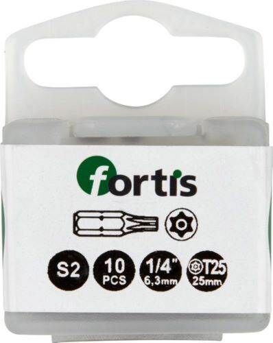 Fortis Bit 1/4 Zoll DIN3126C6,3 Torx mit Bohrung T-BO25 x 25 mm Box mit 10 Stück Produktbild Fortis Bit 1/4 Zoll DIN3126C6,3 Torx mit Bohrung T-BO25 x 25 mm Box mit 10 Stück