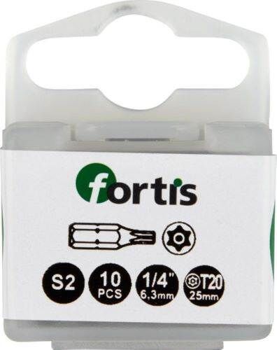 Fortis Bit 1/4 Zoll DIN3126C6,3 Torx mit Bohrung T-BO20 x 25 mm Box mit 10 Stück Produktbild Fortis Bit 1/4 Zoll DIN3126C6,3 Torx mit Bohrung T-BO20 x 25 mm Box mit 10 Stück