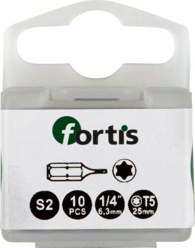 Fortis Bit 1/4 Zoll DIN3126C6,3 Torx T5 x 25 mm Box mit 10 Stück Produktbild Fortis Bit 1/4 Zoll DIN3126C6,3 Torx T5 x 25 mm Box mit 10 Stück