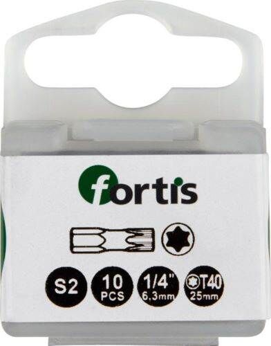 Fortis Bit 1/4 Zoll DIN3126C6,3 Torx T40 x 25 mm Box mit 10 Stück Produktbild Fortis Bit 1/4 Zoll DIN3126C6,3 Torx T40 x 25 mm Box mit 10 Stück
