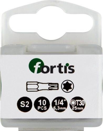 Fortis Bit 1/4 Zoll DIN3126C6,3 Torx T30 x 25 mm Box mit 10 Stück Produktbild Fortis Bit 1/4 Zoll DIN3126C6,3 Torx T30 x 25 mm Box mit 10 Stück