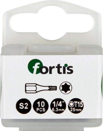 Fortis Bit 1/4 Zoll DIN3126C6,3 Torx T15 x 25 mm Box mit 10 Stück Produktbild Fortis Bit 1/4 Zoll DIN3126C6,3 Torx T15 x 25 mm Box mit 10 Stück