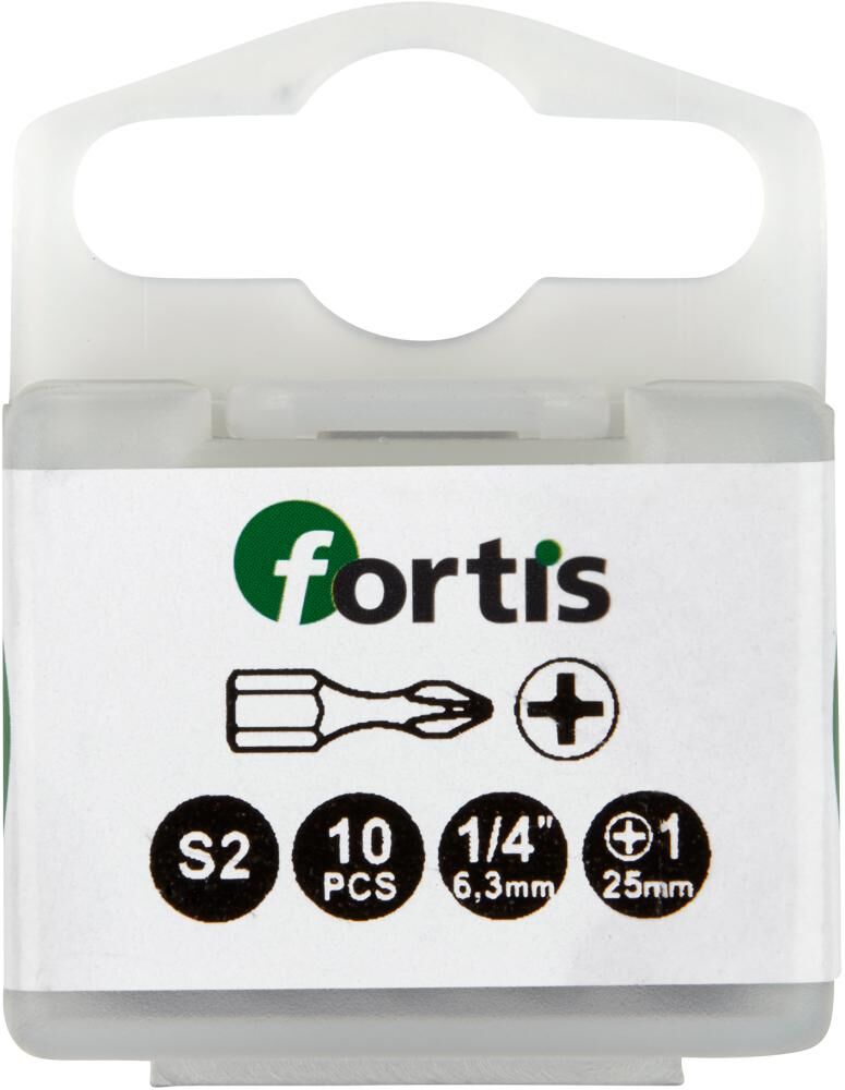 Fortis Bit 1/4 Zoll DIN3126 C6,3 PH 2 x 25 mm Torsion Box mit 10 Stück Produktbild Fortis Bit 1/4 Zoll DIN3126 C6,3 PH 2 x 25 mm Torsion Box mit 10 Stück